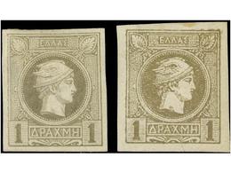 3279 * GRECIA. Yv.63 Y 86. 1886-89. <B>1 Dr. </B>gris. 2 Sellos, Impresión Belga Y De Atenas. Yvert.400?. - Other & Unclassified