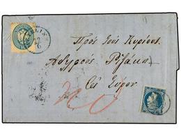 3311 GRECIA. 1865. Entire Letter To SYROS Franked By 1864 Perf 9 <B>10 S.</B> Blue Tied By <B>METELINE AUSTRIAN PO</B> C - Autres & Non Classés