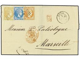 3317 GRECIA. 1871 (Nov 5/Nov 17). Cover From Syra To Marseille Bearing 1870 <B>10l</B>. Red-orange On Greenish, <B>20l</ - Sonstige & Ohne Zuordnung