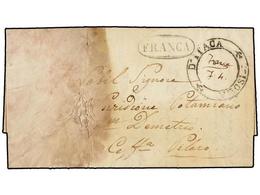 3352 GRECIA: ISLAS JONICAS. 1826 (July 18). ITHACA To PILAROS (Cephalonia). Entire Letter Sent Via Corfu With Double Rin - Autres & Non Classés