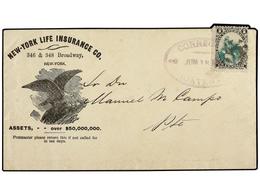 3367 GUATEMALA. 1881. Quetzal <B>1c. </B>black & Green (corner Fault) Tied To Local Advertising (New York Life Insurance - Otros & Sin Clasificación