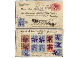 3372 GUATEMALA. 1894. <B>10c.</B> Postal Stationery Envelope Uprated <B>25c.</B> (13 Values) Cancelled Violet <B>'Maltes - Sonstige & Ohne Zuordnung