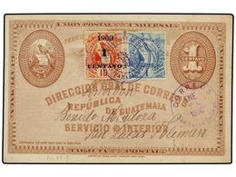 3392 GUATEMALA. Sc.98, 43. 1900. PANAJACHEL A S. LUCAS TOLIMAN. Entero Postal Con Franqueo Adicional De <B>1 Ctvo.</B> A - Andere & Zonder Classificatie