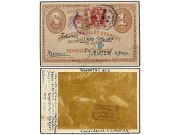 3398 GUATEMALA. 1901. PORVENIR A ALEMANIA. Entero Postal De <B>1 Ctvo.</B> Con Franqueo Adicional De <B>2 Ctvos.</B> Roj - Autres & Non Classés