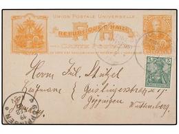 3427 HAITI. 1901 (Jan 28). Haiti <B>2c.</B> Orange On Pink Postal Stationery Card, Written In NEW ORLEANS, Additionally  - Autres & Non Classés