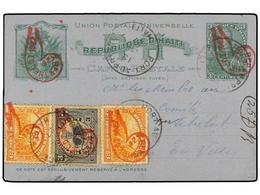 3432 HAITI. 1927. <B>PORT AU PRINCE. 3 Cts.</B> Green Postal Stationary Card Uprated With Three <B>3 Gr.</B> Stamps All  - Otros & Sin Clasificación