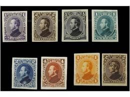 3434 (*) HONDURAS. Sc.30/36. 1878. <B>ENSAYOS DE COLOR</B>. Serie Completa Sin Dentar Sobre Papel Delgado, Más El 2 Ctvo - Other & Unclassified