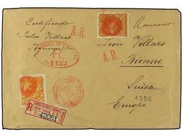 3440 HONDURAS. Sc.70,72. 1892. TEGUCIGALPA A SUIZA. <B>25 Cts.</B> Bistre Y <B>40 Cts.</B> Naranja. Carta Certificada. R - Otros & Sin Clasificación