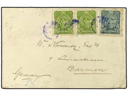 3443 HONDURAS. Sc.67(2),68. 1893. Circulada A ALEMANIA. <B>10 Cts.</B> Verde Y <B>5 Cts.</B> Verde Amarillo (2). Al Dors - Otros & Sin Clasificación