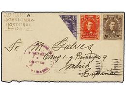 3448 HONDURAS. Sc.120, 122, 123. 1910. HONDURAS A ESPAÑA. <B>2 Ctvos.</B> Naranja, <B>10 Ctvos.</B> Castaño Y <B>6 Ctvos - Sonstige & Ohne Zuordnung