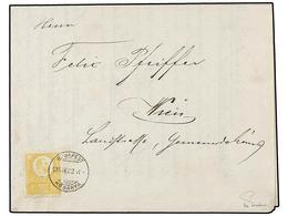 3455 HUNGRIA. Mi.8. 1872. BUDAPEST To WIEN. <B>2 Kr.</B> Yellow Lemon. Printed Matter Rate. Very Fine. Cert. F. ORBAN. - Andere & Zonder Classificatie