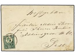 3456 HUNGRIA. Mi.9. 1872. PEST Local Letter. <B>3 Kr.</B> Green, Fine. Cert. F. ORBAN. - Autres & Non Classés