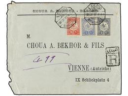 3484 IRAK. 1911. BAGDAD To AUSTRIA. Envelope Franked With <B>20 Pa.</B> Rose, <B>1 Pi.</B> Blue And <B>2 Pi.</B> Grey Tu - Otros & Sin Clasificación