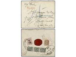 3509 IRAN. Mi.187 (3), 189, 191. 1907. DJOULFA-ISPAHAN To LONDON. Registered Cover Franking On Back. - Autres & Non Classés