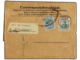 3511 IRAN. 1908. Newspaper Wrapper Mailed From BERLIN (a Swiss Newspaper) To SULTANABAD Franked By <B>5pf.</B> Green Tie - Otros & Sin Clasificación