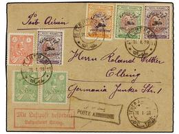 3517 IRAN. Mi.536, 538 (2), 544, 545 (2), 546. 1928 (31-I). TEHERAN To GERMANY. <B>AIR MAIL</B> Colourfull Franking. - Sonstige & Ohne Zuordnung