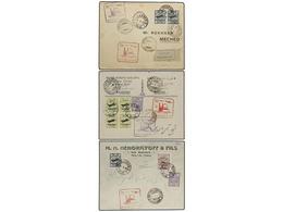 3532 IRAN. 1929 (9-V). TEHERAN To MECHED. <B>AIR MAIL. FIRST FLIGHT </B>(Muller 29). Group Of 5 Covers Diverse Frankings - Autres & Non Classés