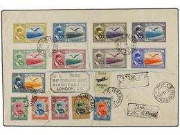 3541 IRAN. Mi.569, 581/85, 597/605. 1930 (7-IX). TEHERAN To GREAT BRITAIN. <B>AIR MAIL.</B> Spectacular Bright Franking. - Other & Unclassified