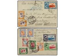 3551 IRAN. Mi.591 (2), 600/01, 607, 581 (2), 618 (2), 623. 1931 (23-IX). TEHERAN To SOERABAJA (Dutch Indies). <B>AIR MAI - Other & Unclassified