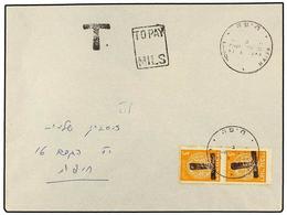 3557 ISRAEL. 1943. Envelope Send Without Stamps To HAIFA, Taxed On Arrival With <B>3 M.</B> Orange (2) Stamps. - Otros & Sin Clasificación