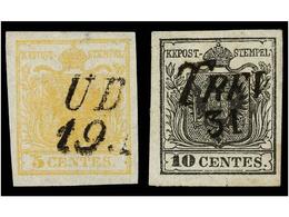 3563 ° ITALIA ANTIGUOS ESTADOS: LOMBARDO-VENECIA. Sa.1,2. 1850. <B>5 Cents.</B> Amarillo Y <B>10 Cents.</B> Negro. MAGNI - Autres & Non Classés