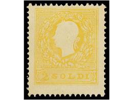 3564 (*) ITALIA ANTIGUOS ESTADOS: LOMBARDO-VENECIA. Sa.28. 1858. <B>2 Soldi</B> Amarillo, Sin Goma. MUY BONITO. Sassone. - Sonstige & Ohne Zuordnung