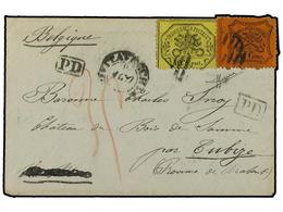 3602 ITALIA ANTIGUOS ESTADOS: ESTADOS PONTIFICIOS. 1870 (Aug 8). Cover From Civitavecchia To Belgium Bearing Perforated  - Otros & Sin Clasificación