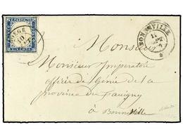 3610 ITALIA ANTIGUOS ESTADOS: CERDEÑA. 1860. BOEGE (Savoie) A BONNEVILLE. <B>20 Cts.</B> Azul, Mat. Fechador <B>BOEGE /  - Otros & Sin Clasificación