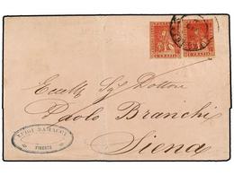 3622 ITALIA ANTIGUOS ESTADOS: TOSCANA. Sa.12+12a. 1859. FIRENZE A SIENA. <B>1 Cr. </B>carmín Y Carmín Oscuro, Tres Grand - Otros & Sin Clasificación