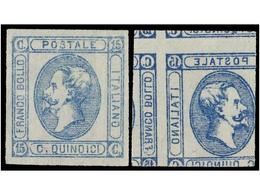 3625 ITALIA. 1863. <B>15 Cts.</B> Azul. Impresión En Anverso Y Reverso (CEI PS7). Cert. H. AVI. - Other & Unclassified