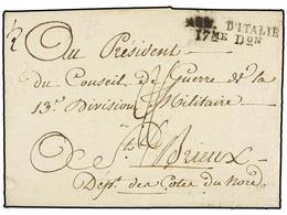 3639 ITALIA. 1801. VERONA A FRANCIA. Carta Completa. Marca <B>ARM. D'ITALIE/17me Don.</B> - Otros & Sin Clasificación