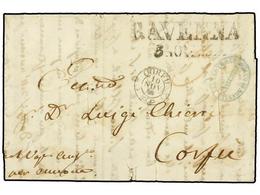 3654 ITALIA. 1858 CA. Large Part Entire Letter, Slitted For Disinfection, Mailed From RAVENNA To CORFU Via Ancona, With  - Sonstige & Ohne Zuordnung