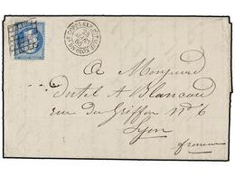 3661 ITALIA. 1866. ROME To LYON. Entire Letter Franked By Perforate <B>20 Cts.</B> Blue French Stamps With <B>GRILL</B>  - Other & Unclassified