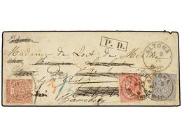 3665 ITALIA. 1871 (March 11). Cover From Altona To Turin/Italy Franked By 1869 <B>1gr</B>. Rose And <B>2gr</B>. Ultramar - Other & Unclassified