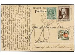 3680 ITALIA. 1927. Tarjeta Postal Circulada A VADUZ (Licechtenstein)<B> 5 Cts. </B>y<B> 60 Cts. </B>tasada A La Llegada  - Other & Unclassified