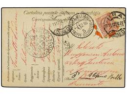 3692 ALBANIA. 1916 (4-12). TARJETA De Franquicia Militar Con Fechador <B>POSTA MILITARE/TRUPPE OCCUPAZIONE/5</B> Y Marca - Other & Unclassified