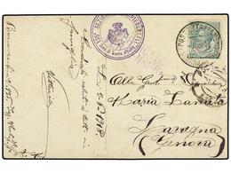 3695 ALBANIA. 1918 (3-6). PIMARA A ITALIA. Tarjeta Postal Con Sello De <B>5 Cts.</B> Verde, Mat. <B>POSTE ITALIANE/PIMAR - Other & Unclassified