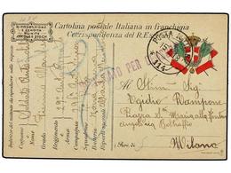 3697 ALBANIA. 1918. DOS Tarjetas Postales De Franquicia Militar Enviadas Desde ZONA DI GUERRA ALBANIA MERIDIONALE A ITAL - Otros & Sin Clasificación