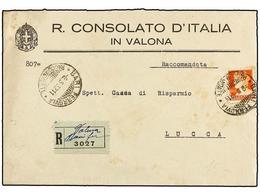 3699 ALBANIA. 1932. VALONA (Albania) A LUCCA (Italia). Carta Certificada Enviada Por Valiza Consular Franqueada A La Lle - Autres & Non Classés