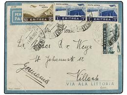 3800 ERITREA. Sa.A17, 18, 21. 1939. ASMARA A ALEMANIA. <B>25 Cts., 50 Cts.</B> Y <B>1 Lira </B>(2) Circulada Por Correo  - Otros & Sin Clasificación