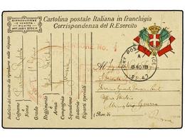 3848 PALESTINA. 1918 (8-Nov.). <B>DESTACAMENTO ITALIANO EN PALESTINA.</B> JERUSALEM A ITALIA. Tarjeta De Franquicia Mili - Otros & Sin Clasificación