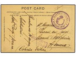 3854 PALESTINA. 1919 (16-Junio). <B>DESTACAMENTO ITALIANO EN PALESTINA</B>. JERUSALEM A ASMARA (Eritrea). Tarjeta Postal - Autres & Non Classés