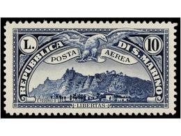 3860 ** SAN MARINO. Sa.A10. 1931. <B>10 Liras</B> Azul. Final De Serie. LUJO. Firma Bolaffi. - Otros & Sin Clasificación