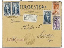 3891 TRIESTE. 1953. TRIESTE A LUZERN (Suiza). <B>15 Liras</B> (3),<B> 50 Liras</B> Y<B> 100 Liras</B>, Al Dorso Llegada. - Other & Unclassified