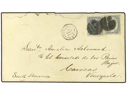 3906 JAPON. 1889. Destination Mail Envelope To CARACAS (Venezuela) Bearing Koban, <B>5 Sen</B> Blue (perf. 8 1/2) (SG 11 - Otros & Sin Clasificación