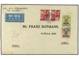 3926 JAPON. 1939. Airmail Envelope To Lima, Peru, Franked <B>50s. + 1y</B>. Of 1937 And <B>10s</B>(2) Of <B>1937-40</B>  - Autres & Non Classés