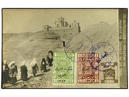 3934 JORDANIA. 1925. Picture Postcard To France Bearing Palestine SG 1, <B>1 Mill </B>brown; <B>1 Ransjordan</B> SG 125, - Otros & Sin Clasificación