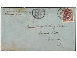 3936 COREA. 1902. Cover To DELAWARE, USA Franked By Single <B>1901 10 Ch.</B> Purple, Perf <B>11-11 1/2,</B> Tied By <B> - Otros & Sin Clasificación