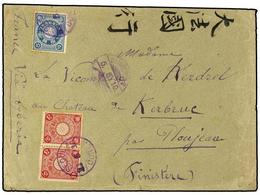 3939 COREA. 1910. SEUL A FRANCIA. Circulada Con Sellos Japoneses De <B>3 Sen</B> Rojo (2) Y <B>10 Sen</B> Azul, Mat.<B>  - Otros & Sin Clasificación