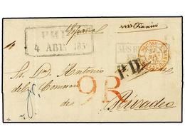 3951 LETONIA. 1852 (August 4/17). Entire Letter To RIVADEO (Spain) Struck On Despatch With Boxed And Dates <B>RIGA</B> D - Otros & Sin Clasificación